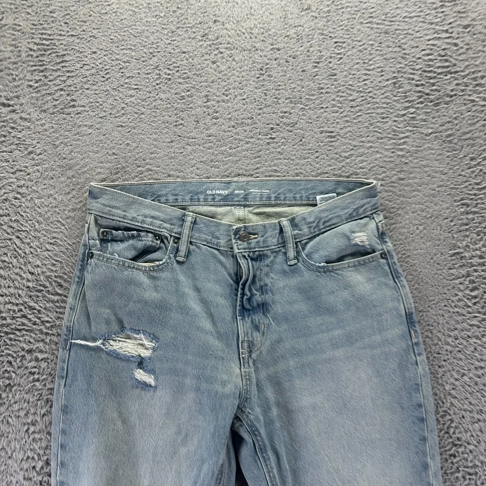 Old Navy Built-In Tough Jeans Mens 34x30 Blue Cotton Denim Tapered Distressed